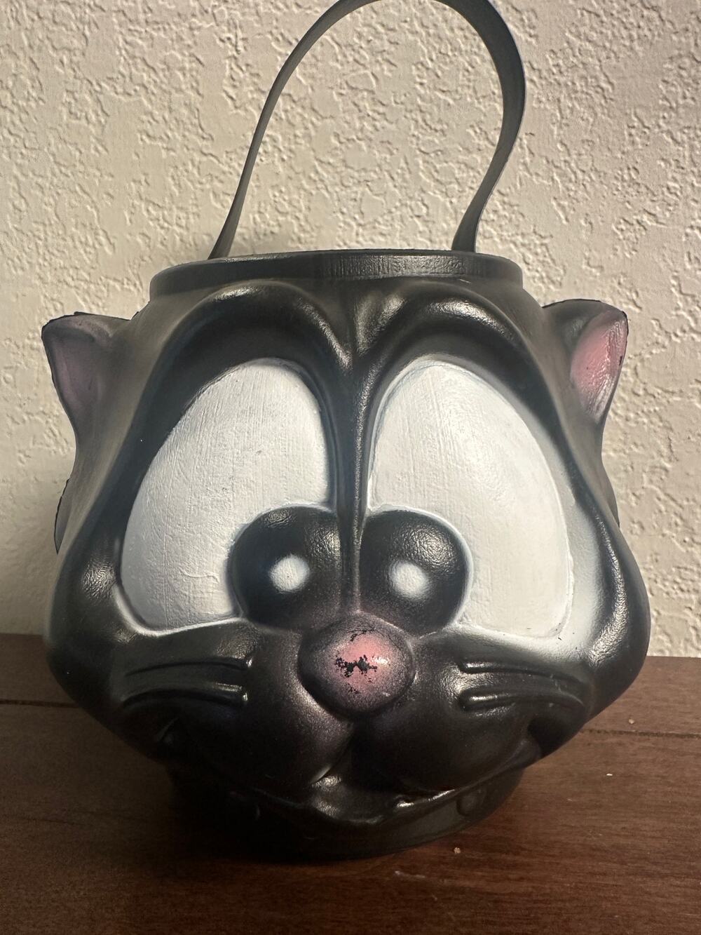 Vintage Black Cat Halloween Candy Pail Bucket General Foam Style Retro